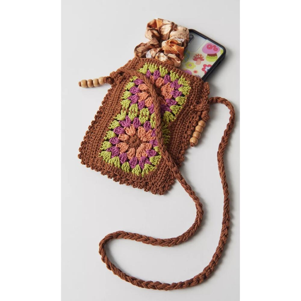 Urban Outfitters brown grannyโ square crochet crossbody bag